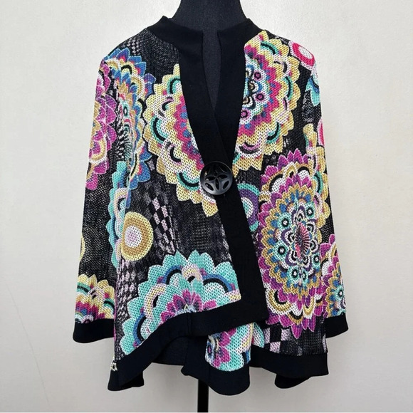 Joseph Ribkoff Womens Cover Up 8 Kimono Open Knit Multicolor Jacket - Picture 2 of 15